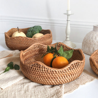 Handwoven Rattan Basket for Kitchen and Home Storage