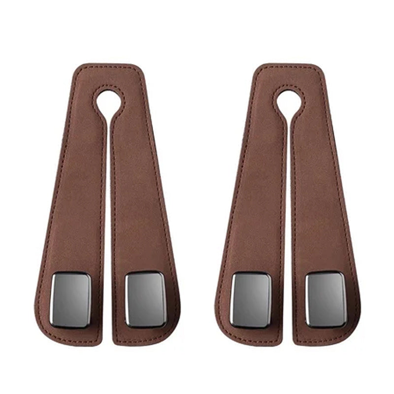 Car Seat Back Double Hook with Phone Holder – PU Leather Organizer