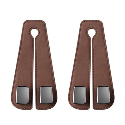 Car Seat Back Double Hook with Phone Holder – PU Leather Organizer