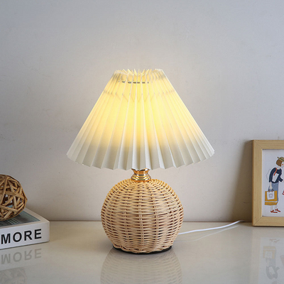 Modern Table Lamp with White Pleated Shade