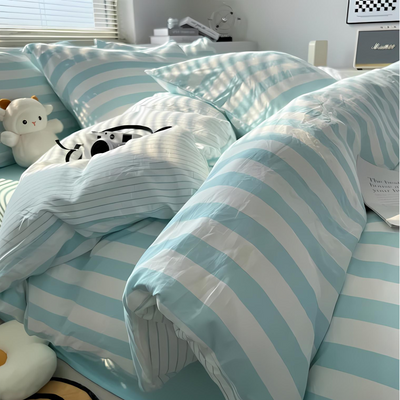 Elenorra Classic Striped Bedding Set 4pcs Duvet Cover Sheet