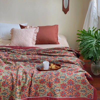 Heritage Floral Cotton Gauze Summer Blanket