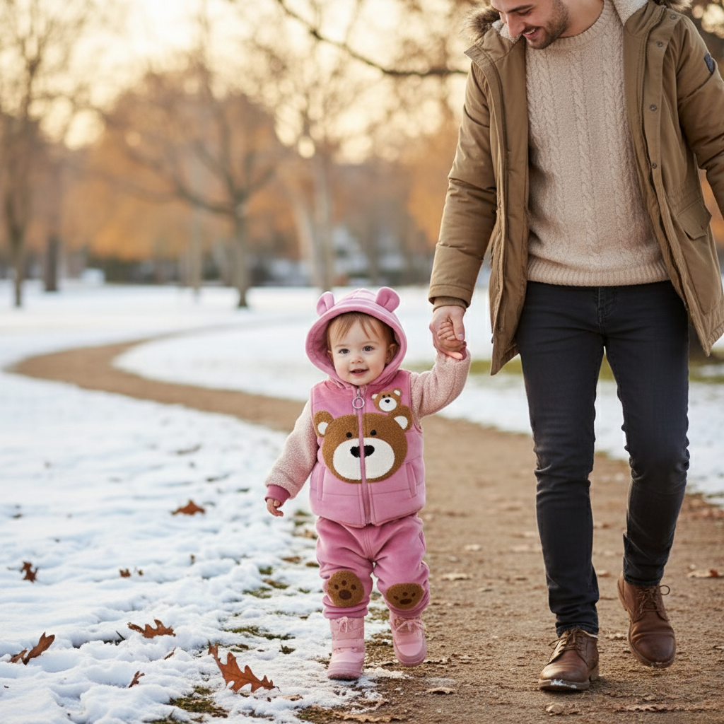 Cotton Baby Winter Outfit Set with Hooded Sweater