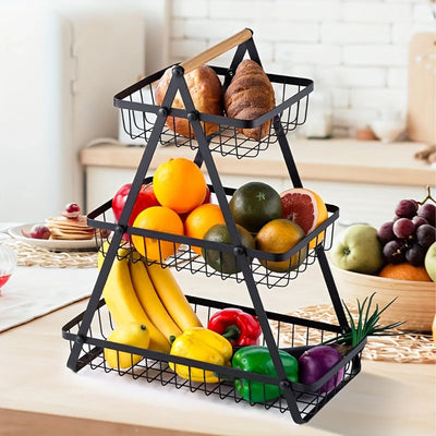 3-Tier Metal Fruit Basket for Kitchen Counter