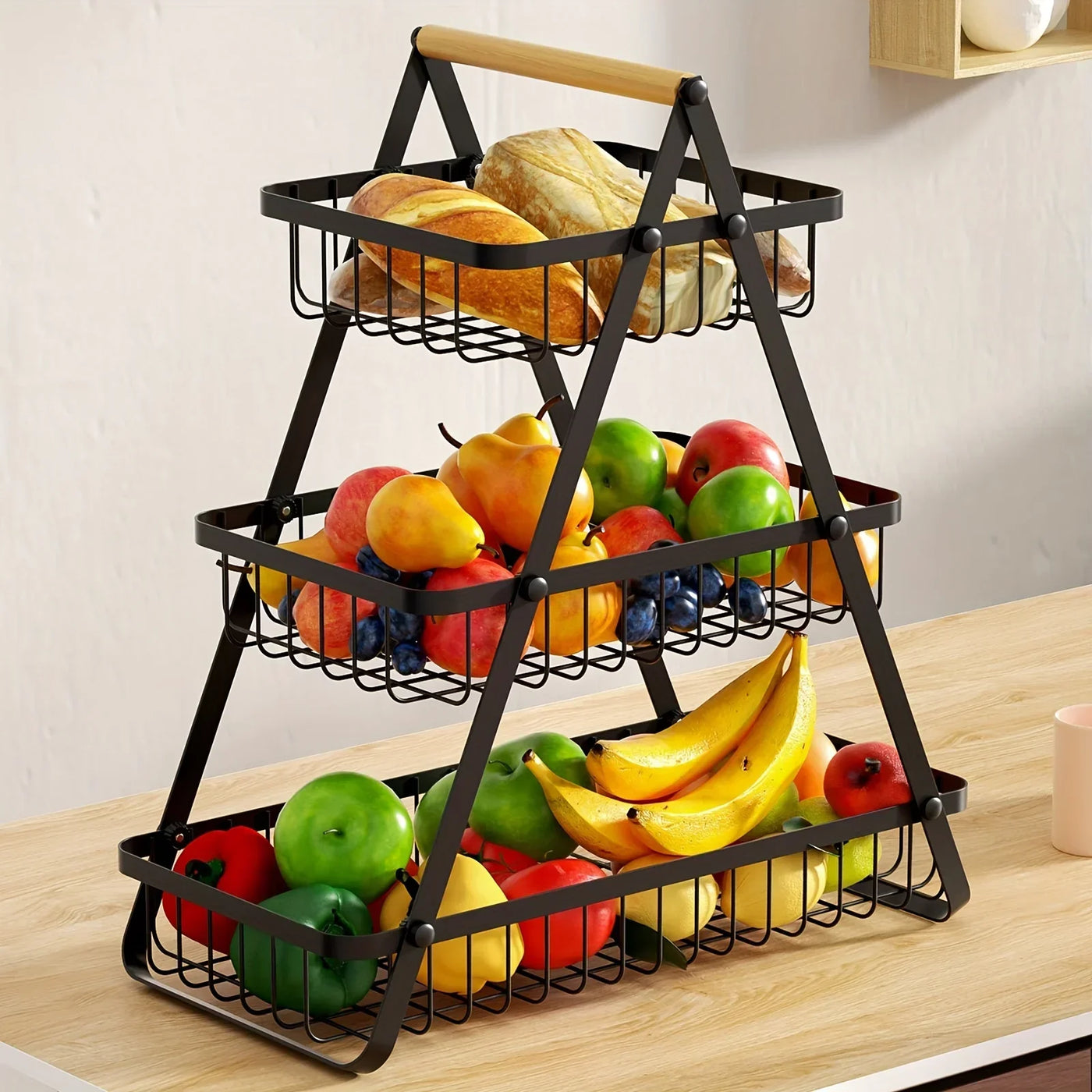 3-Tier Metal Fruit Basket for Kitchen Counter