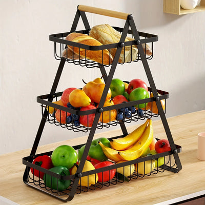 3-Tier Metal Fruit Basket for Kitchen Counter