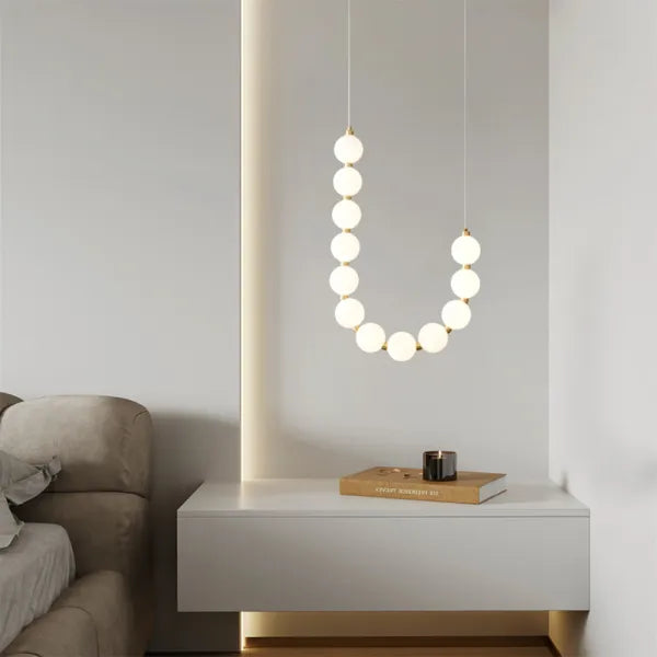 Elegant White Necklace Chandelier with LED Lights