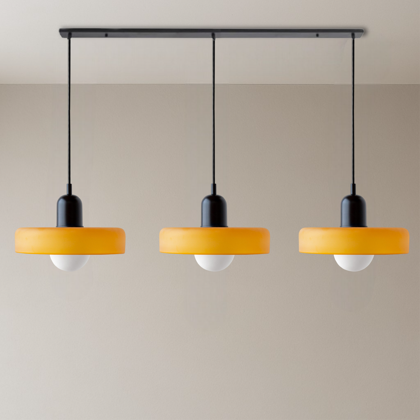 3-Head Bauhaus Colored Glass Pendant Lamp for Modern Living Spaces