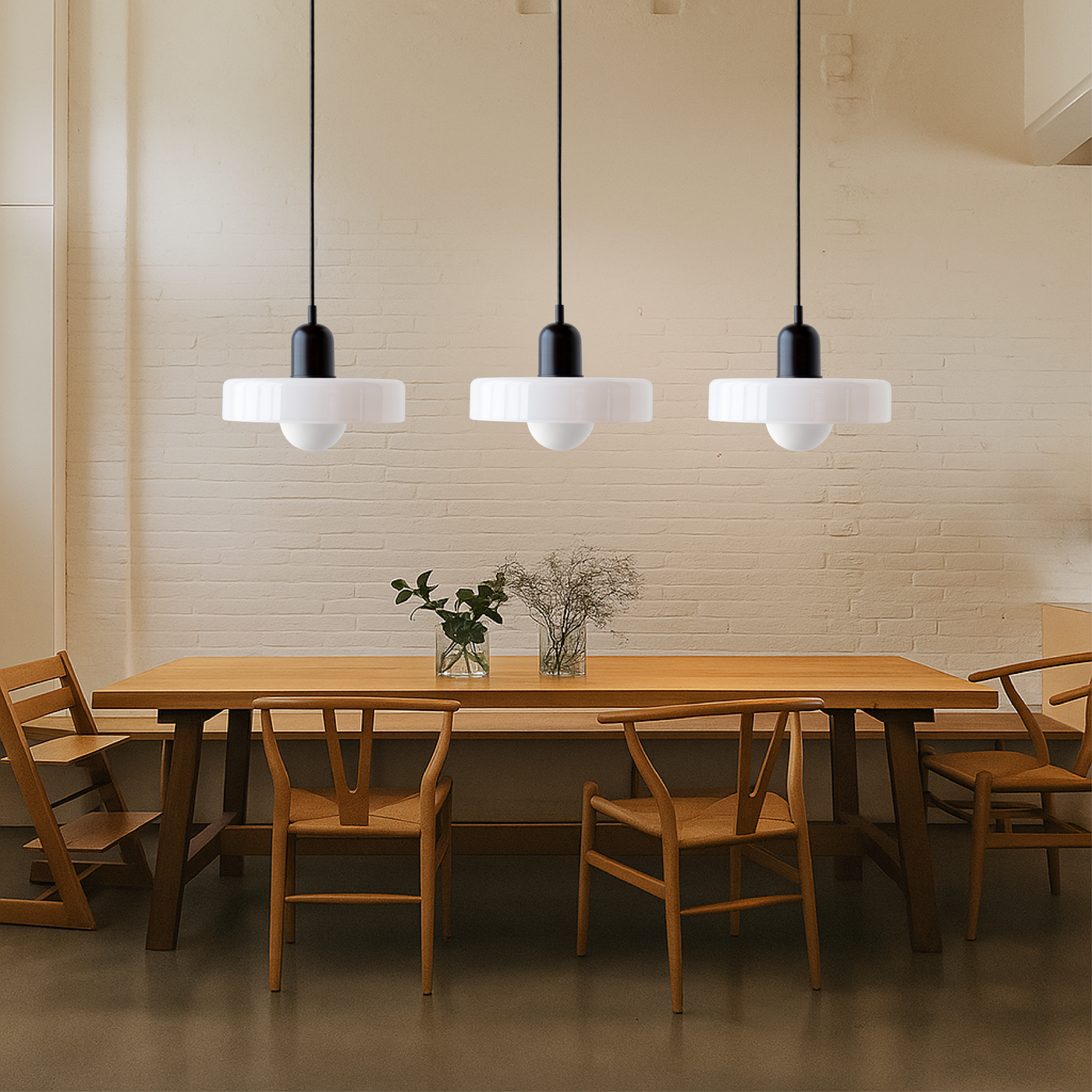 3-Head Bauhaus Colored Glass Pendant Lamp for Modern Living Spaces