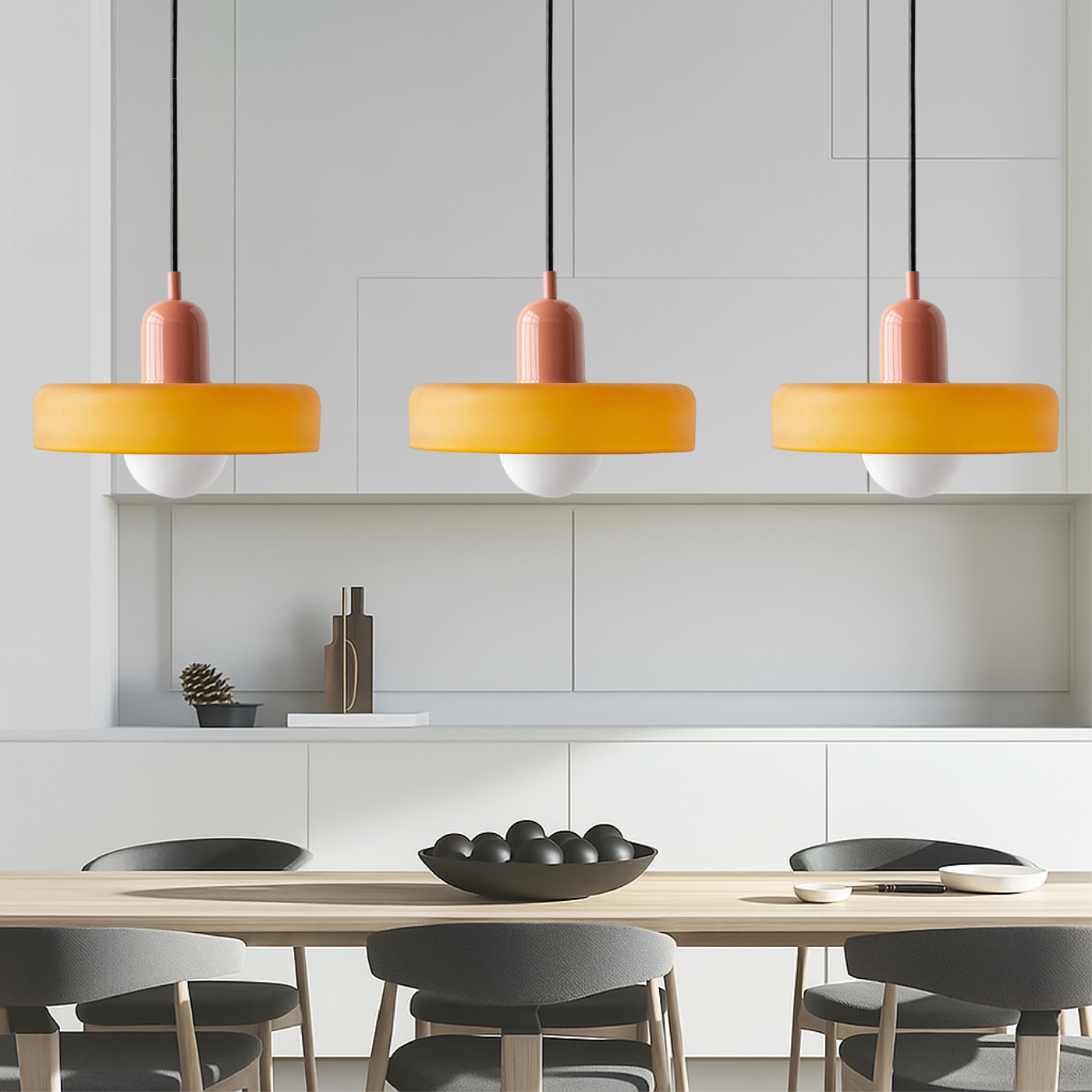 3-Head Bauhaus Colored Glass Pendant Lamp for Modern Living Spaces