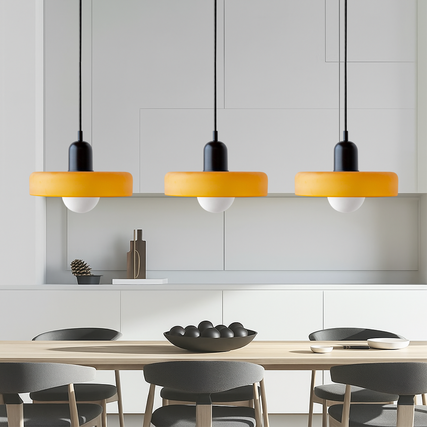 3-Head Bauhaus Colored Glass Pendant Lamp for Modern Living Spaces