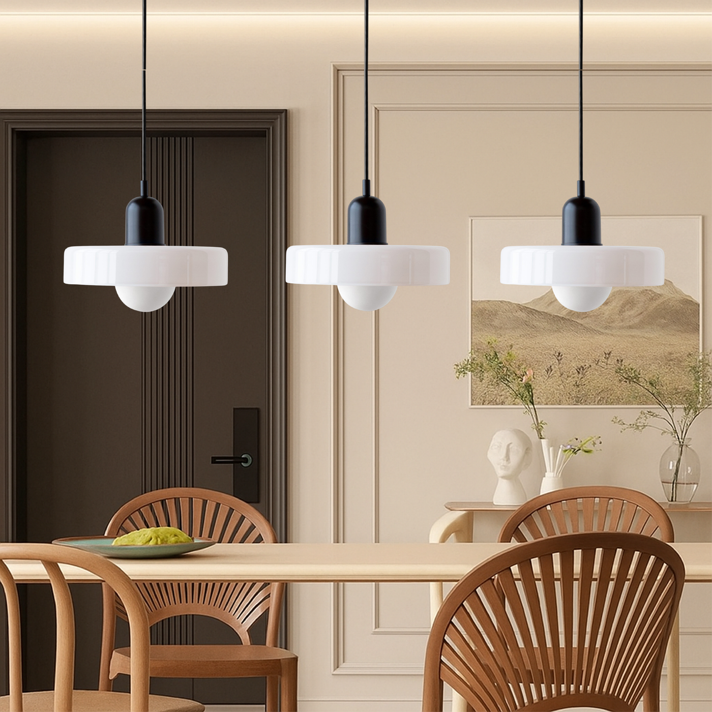 3-Head Bauhaus Colored Glass Pendant Lamp for Modern Living Spaces