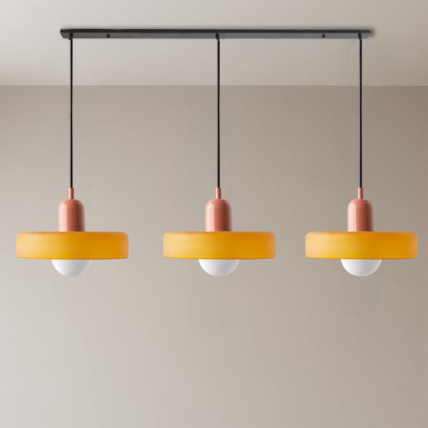 3-Head Bauhaus Colored Glass Pendant Lamp for Modern Living Spaces