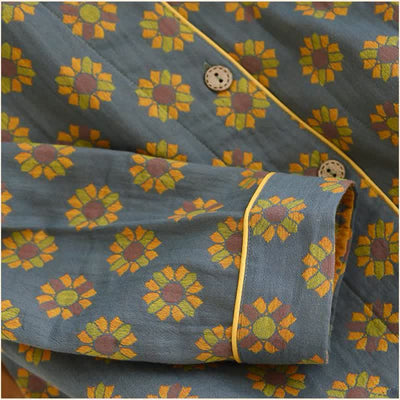 Cotton Sunflower Print Pajama Set for Men & Women
