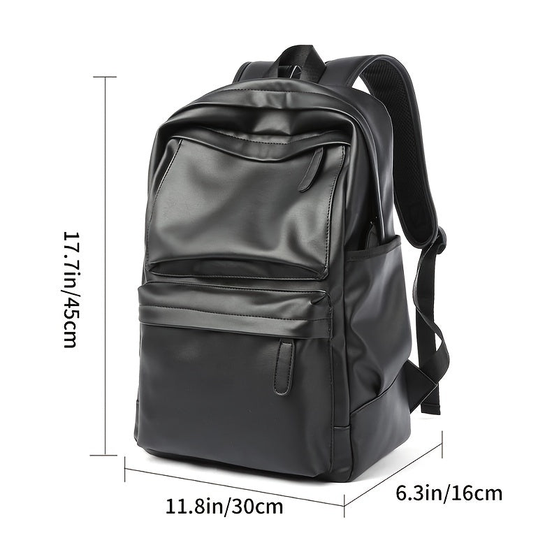 Men's PU Leather Waterproof Travel Backpack
