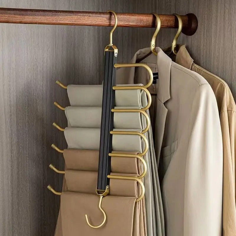 SpaceLuxe Aluminum Pants Hanger – Multi-Layer, Space-Saving Closet Organizer