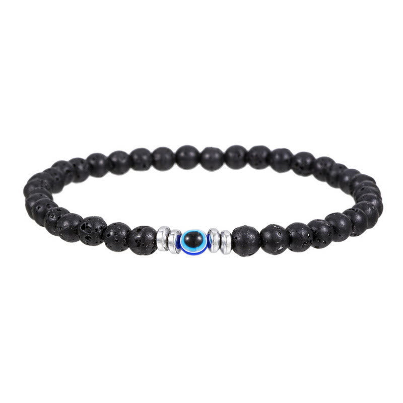 Men's 4mm Natural Stone Evil Eye Bead Bracelet - Thor