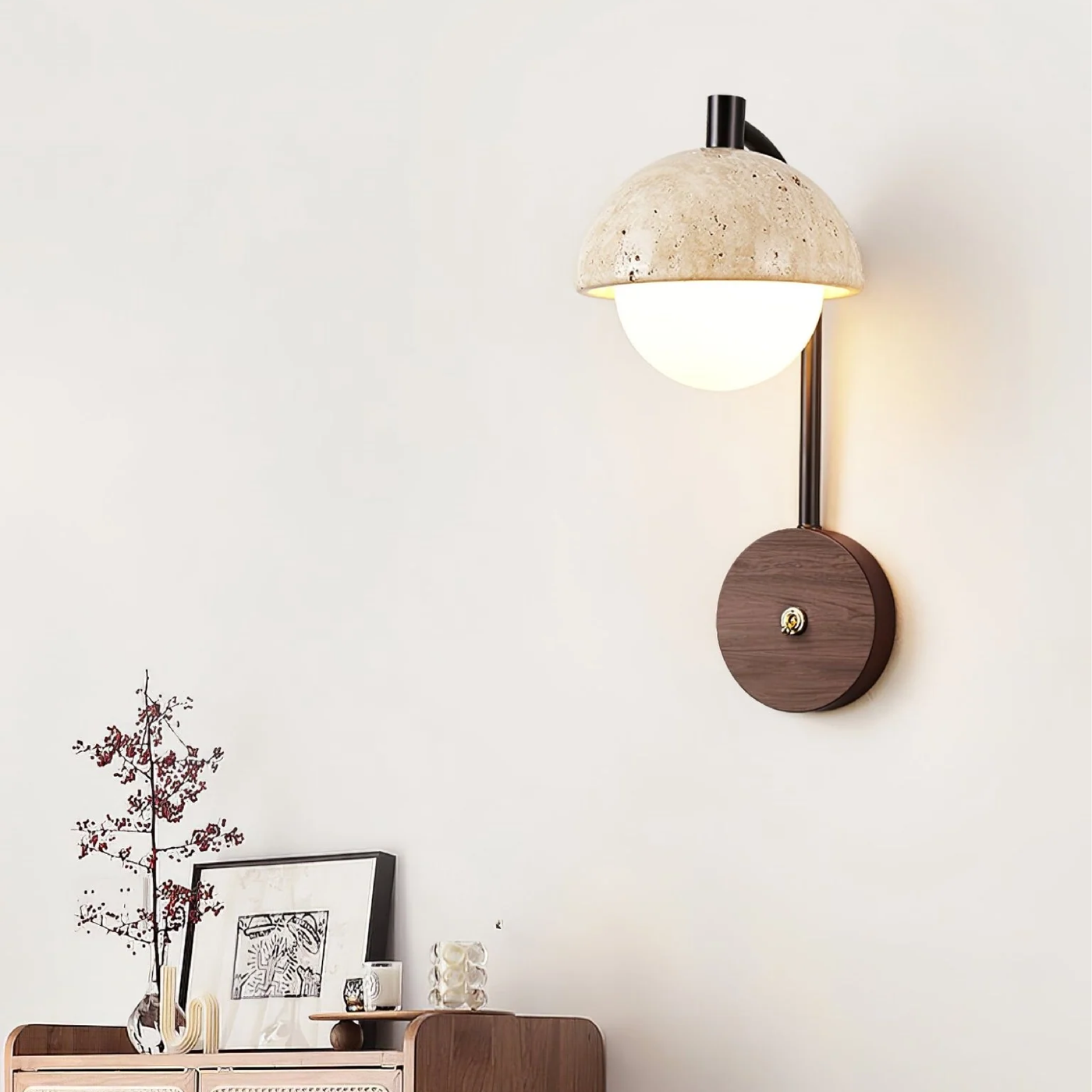 Modern Travertine Glass Wall Lamp – Arco