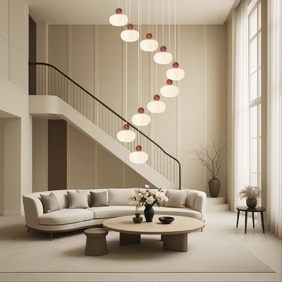 Cream Art Deco Staircase LED Chandelier
