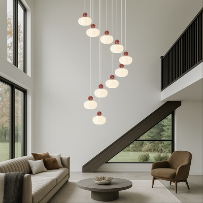 Cream Art Deco Staircase LED Chandelier