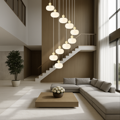 Cream Art Deco Staircase LED Chandelier