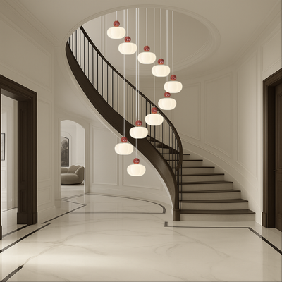 Cream Art Deco Staircase LED Chandelier