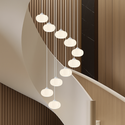Cream Art Deco Staircase LED Chandelier