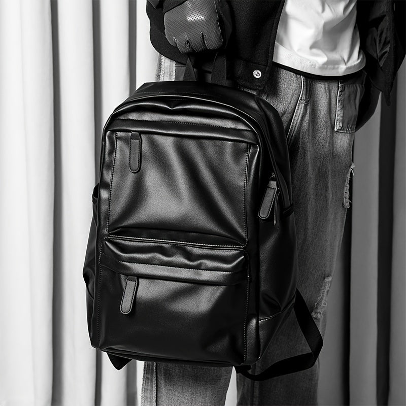 Men's PU Leather Waterproof Travel Backpack