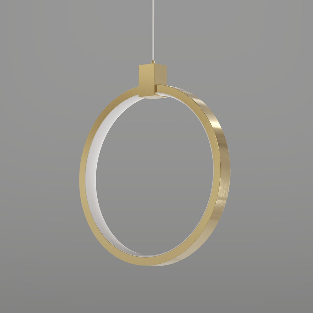 BrassGlow – Double Ring Gold Pendant Lamp (Adjustable Height)
