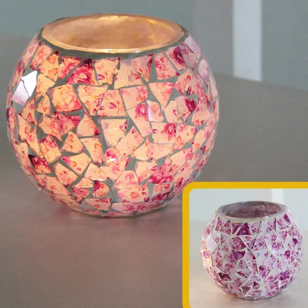 Mosaic Glass Candle Holder for Home Decor