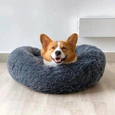 Long Plush Donut Pet Bed with Washable Cover and Non-Slip Base