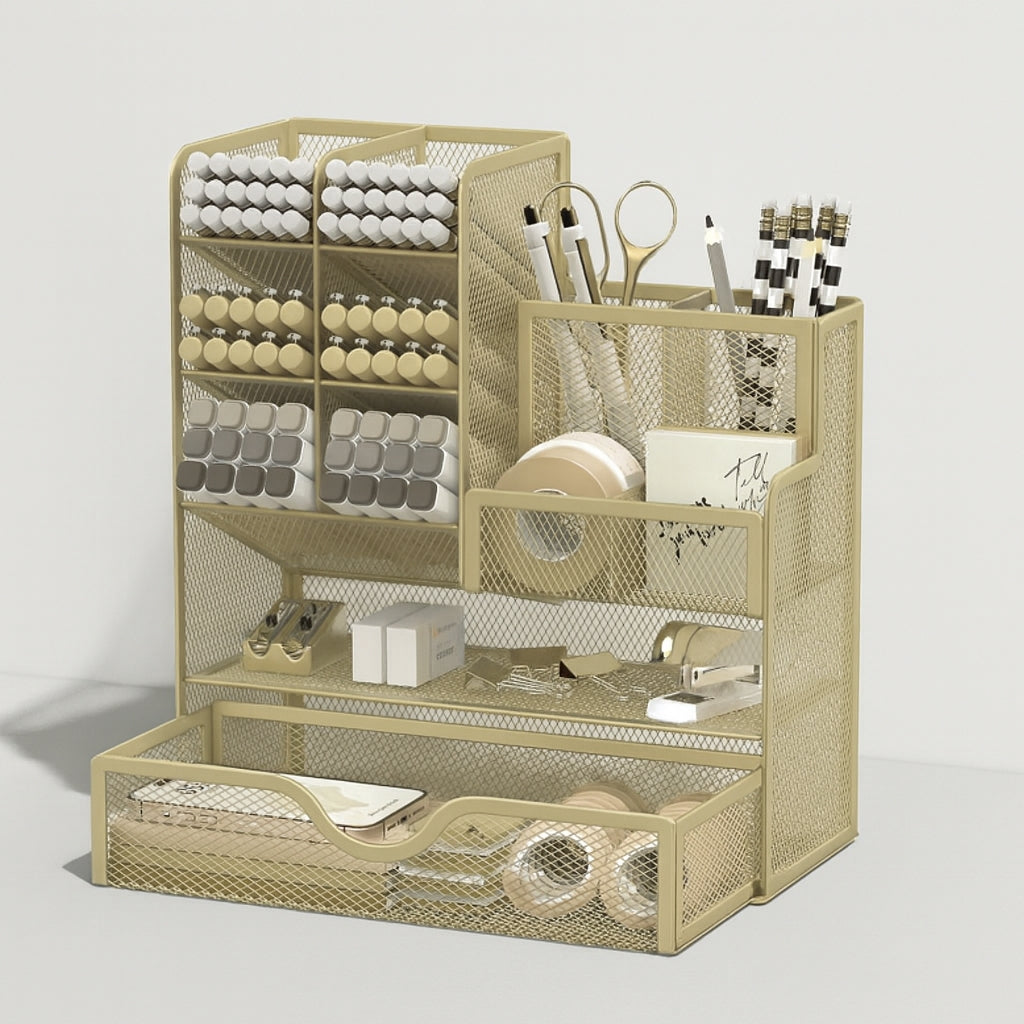 Metal Desk Organizer with Compartments for Office Supplies