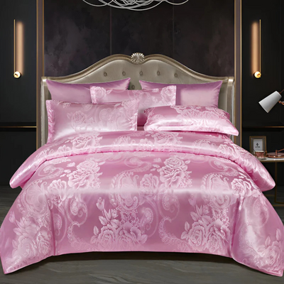 Satin Floral Bedding Set with Duvet Cover and Pillowcases