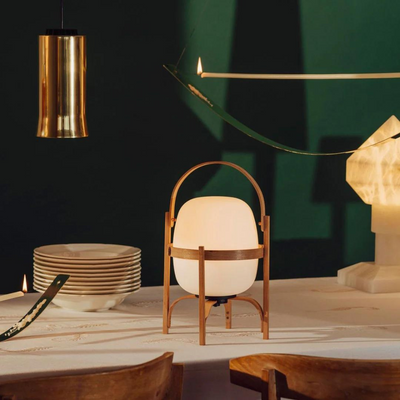 Vintage Glass Lantern Table Lamp – Dimmable