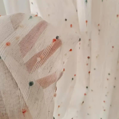 Sugar Bean Rainbow Embroidered Tulle Curtain Panel