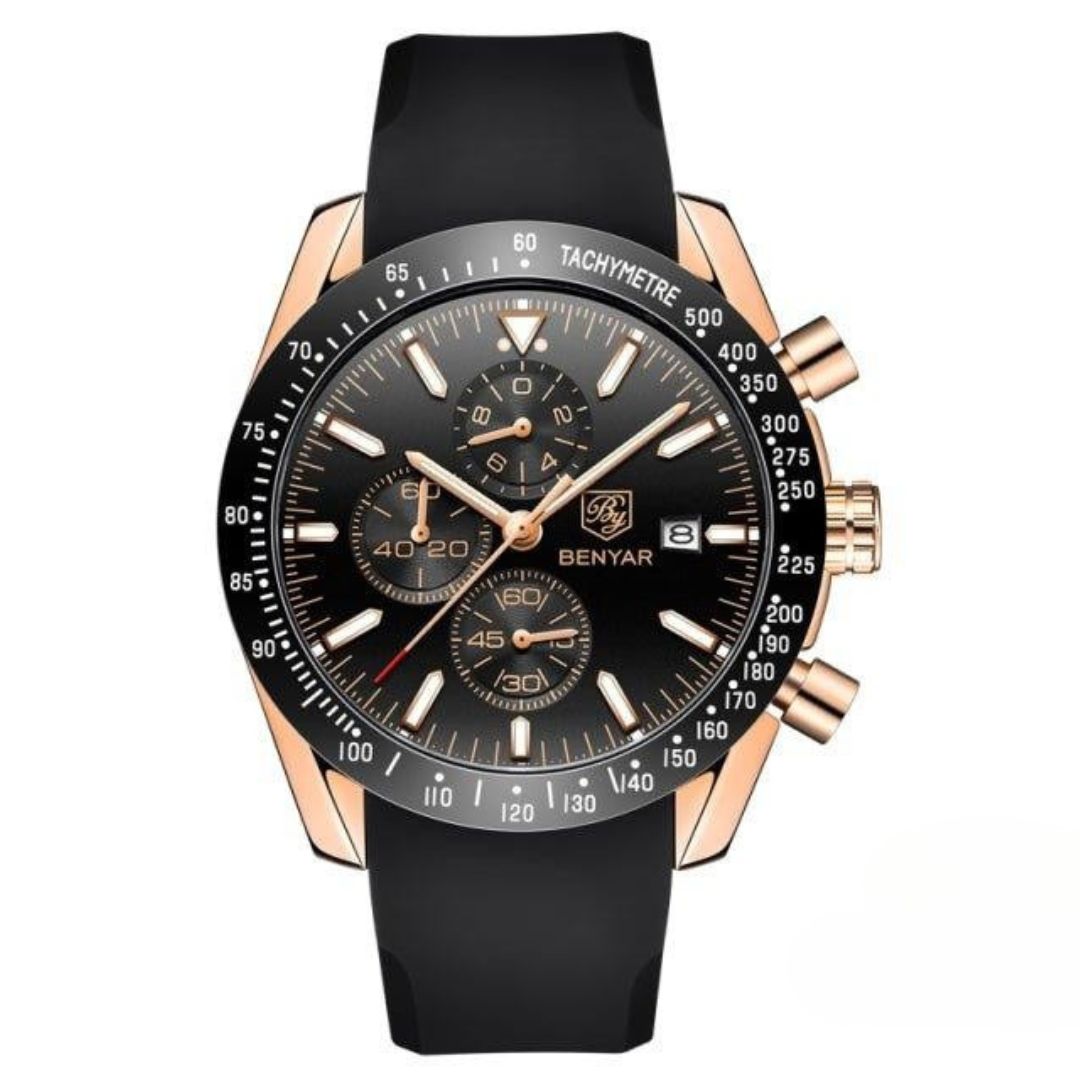Men’s Waterproof Quartz Watch with Leather Strap