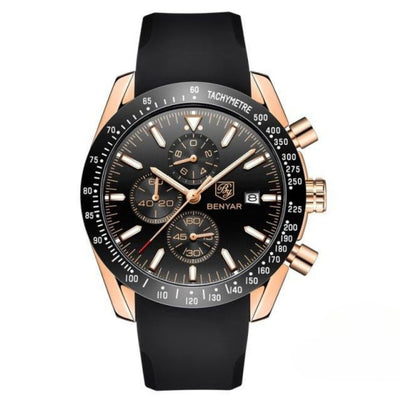 Men’s Waterproof Quartz Watch with Leather Strap