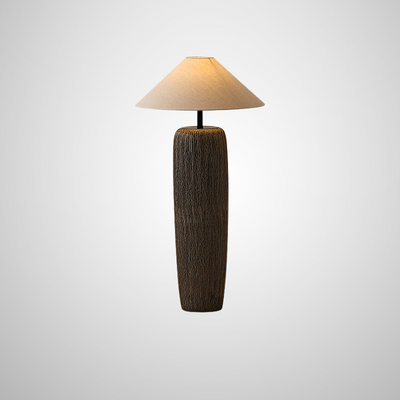 Japanese Pottery Floor Lamp with Fabric Shade