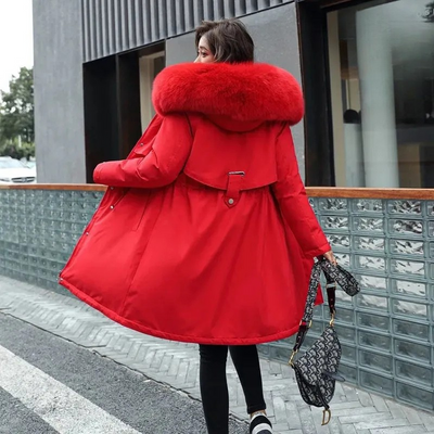 Women’s Long Hooded Parka Jacket – Warm Zip-Up Style