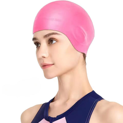 Silicone Swim Cap with Ear Protection for Long Hair