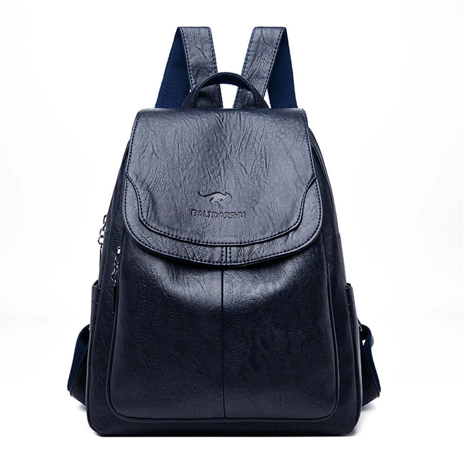 Women’s Anti-Theft Leather Backpack with RFID