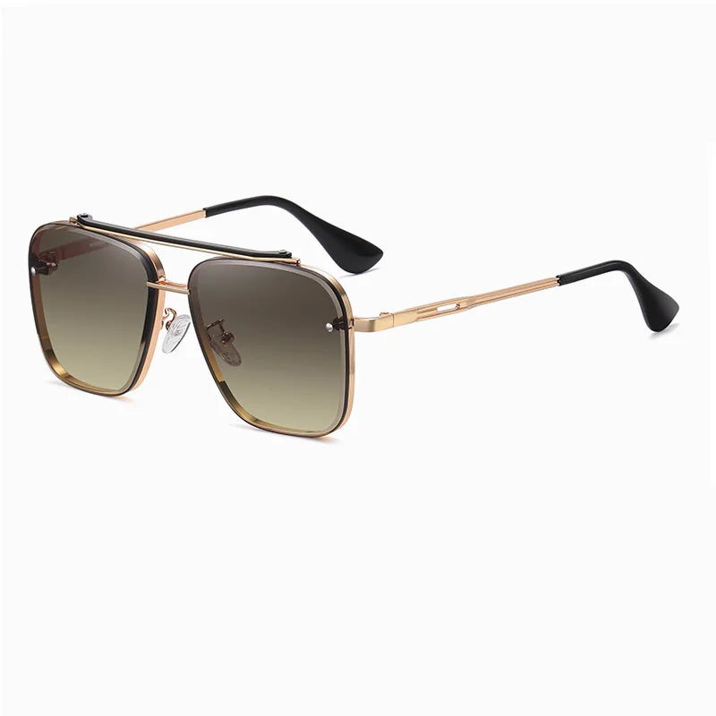 Men’s Gradient Lens Sunglasses with Large Metal Frame