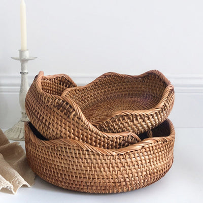 Handwoven Rattan Basket for Kitchen and Home Storage