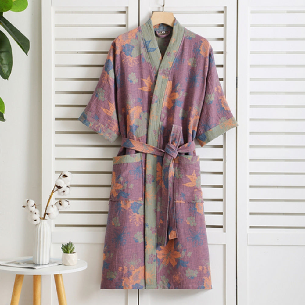 Soft Printed Cotton Bathrobe for Women