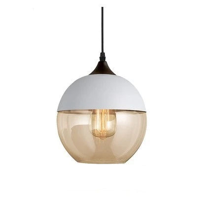 Hand-Blown Glass & Wood Pendant Light Adjustable