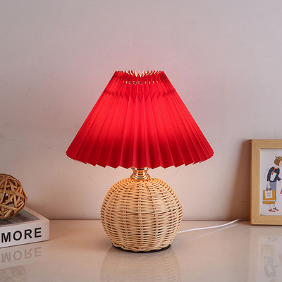 Modern Table Lamp with White Pleated Shade