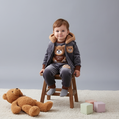 Cotton Baby Winter Outfit Set with Hooded Sweater