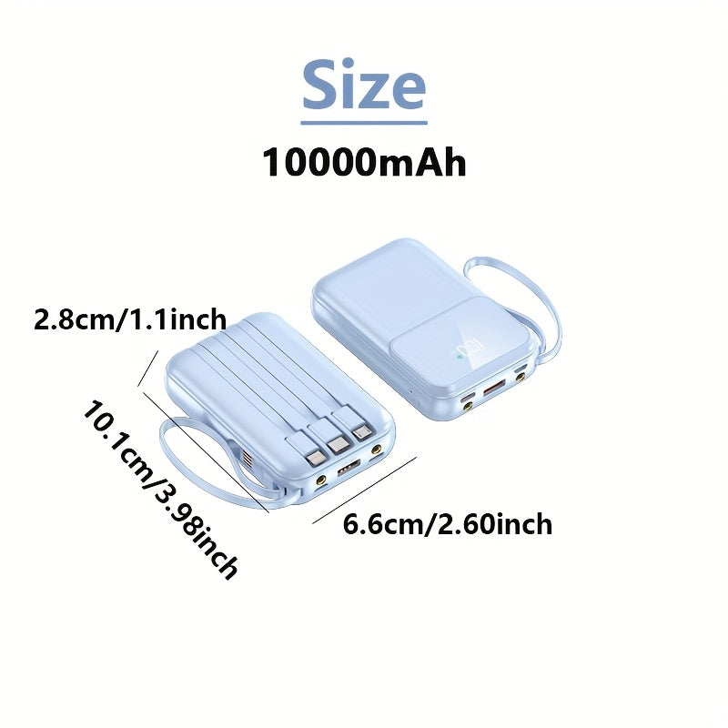 10000mAh Portable Power Bank with Cables
