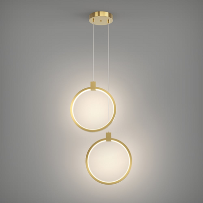 BrassGlow – Double Ring Gold Pendant Lamp (Adjustable Height)