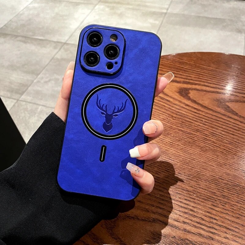 Deer Leather iPhone Case MagSafe Wireless Charging